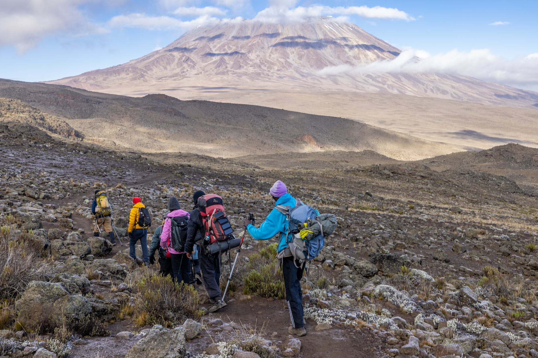 people in a travel on the mount kilimanjaro