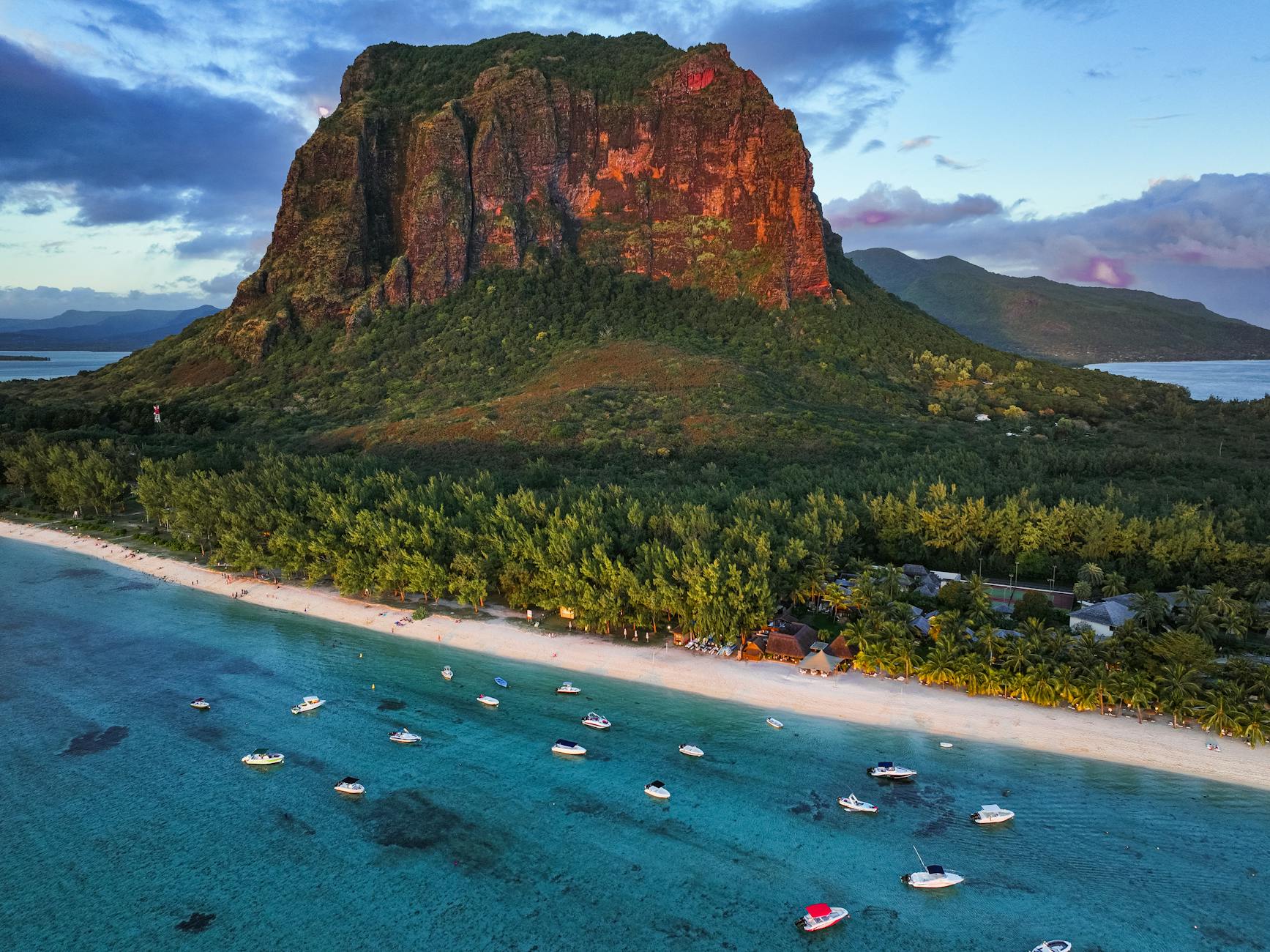 scenic photo of le morne brabant in mauritius